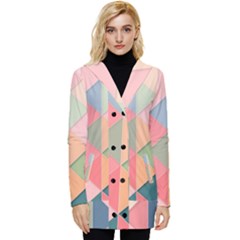 Illustration Pink Background Geometric Triangle Button Up Hooded Coat  by Wegoenart