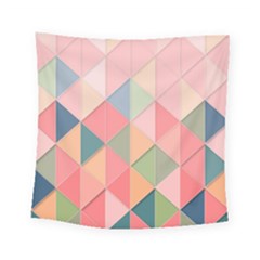 Illustration Pink Background Geometric Triangle Square Tapestry (small) by Wegoenart