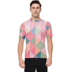 Illustration Pink Background Geometric Triangle Men s Short Sleeve Rash Guard by Wegoenart