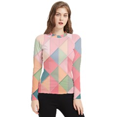 Illustration Pink Background Geometric Triangle Women s Long Sleeve Rash Guard by Wegoenart