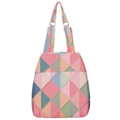 Illustration Pink Background Geometric Triangle Center Zip Backpack by Wegoenart