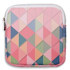 Illustration Pink Background Geometric Triangle Mini Square Pouch by Wegoenart