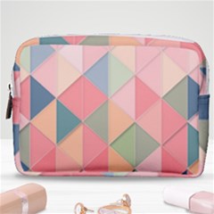 Illustration Pink Background Geometric Triangle Make Up Pouch (medium) by Wegoenart