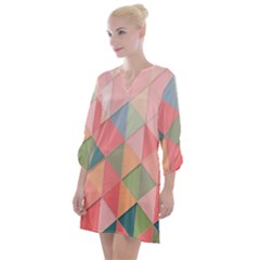 Illustration Pink Background Geometric Triangle Open Neck Shift Dress by Wegoenart