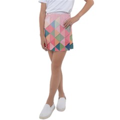 Illustration Pink Background Geometric Triangle Kids  Tennis Skirt by Wegoenart