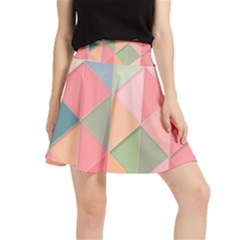 Illustration Pink Background Geometric Triangle Waistband Skirt by Wegoenart