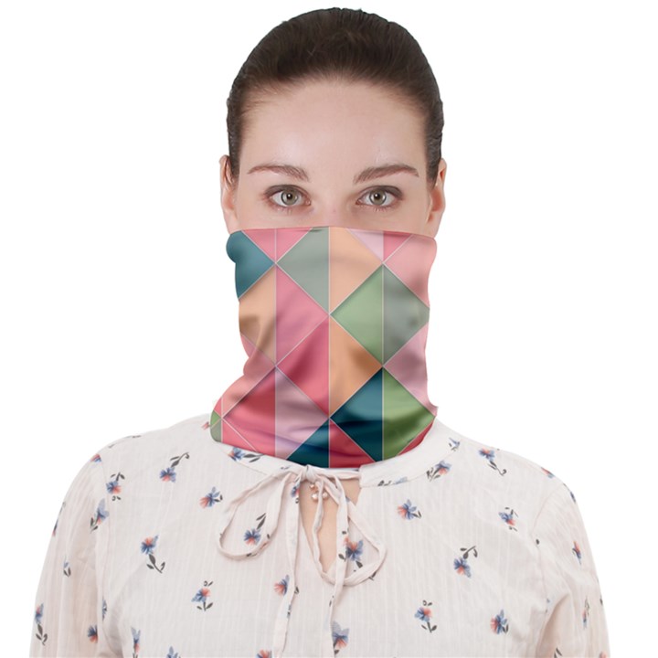 Illustration Pink Background Geometric Triangle Face Covering Bandana (Adult)