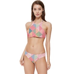 Illustration Pink Background Geometric Triangle Banded Triangle Bikini Set by Wegoenart