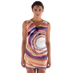 Illustration Colorful Yellow Purple Orange Wrap Front Bodycon Dress by Wegoenart