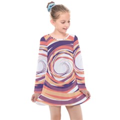 Illustration Colorful Yellow Purple Orange Kids  Long Sleeve Dress by Wegoenart