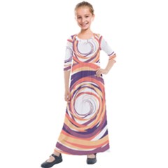 Illustration Colorful Yellow Purple Orange Kids  Quarter Sleeve Maxi Dress by Wegoenart