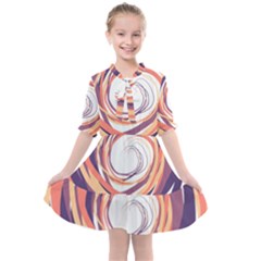 Illustration Colorful Yellow Purple Orange Kids  All Frills Chiffon Dress by Wegoenart