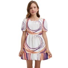 Illustration Colorful Yellow Purple Orange Kids  Short Sleeve Dolly Dress by Wegoenart