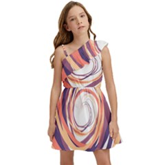 Illustration Colorful Yellow Purple Orange Kids  One Shoulder Party Dress by Wegoenart