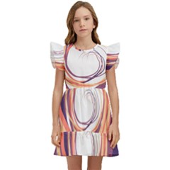 Illustration Colorful Yellow Purple Orange Kids  Winged Sleeve Dress by Wegoenart