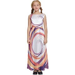 Illustration Colorful Yellow Purple Orange Kids  Satin Sleeveless Maxi Dress by Wegoenart