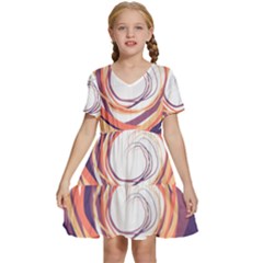 Illustration Colorful Yellow Purple Orange Kids  Short Sleeve Tiered Mini Dress by Wegoenart