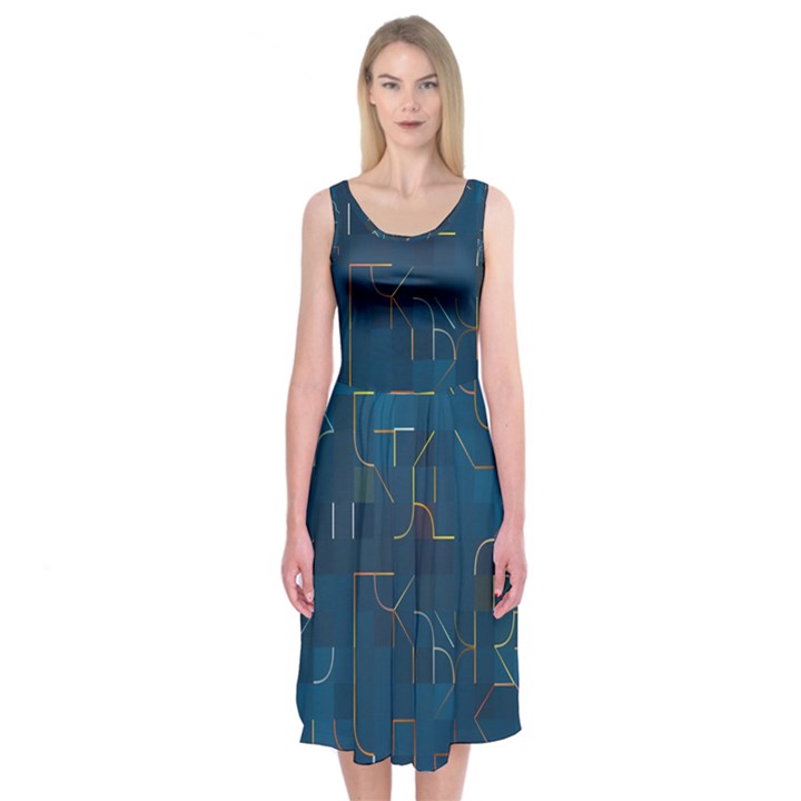 Abstract Art Artistic Celebration Midi Sleeveless Dress