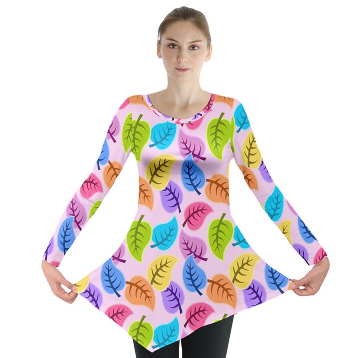 Pattern Illustration Background Abstract Leaves To Dye Long Sleeve Tunic 