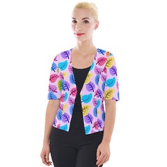 Pattern Illustration Background Abstract Leaves To Dye Cropped Button Cardigan by Wegoenart