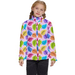 Pattern Illustration Background Abstract Leaves To Dye Kids  Puffer Bubble Jacket Coat by Wegoenart