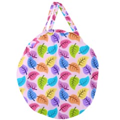 Pattern Illustration Background Abstract Leaves To Dye Giant Round Zipper Tote by Wegoenart