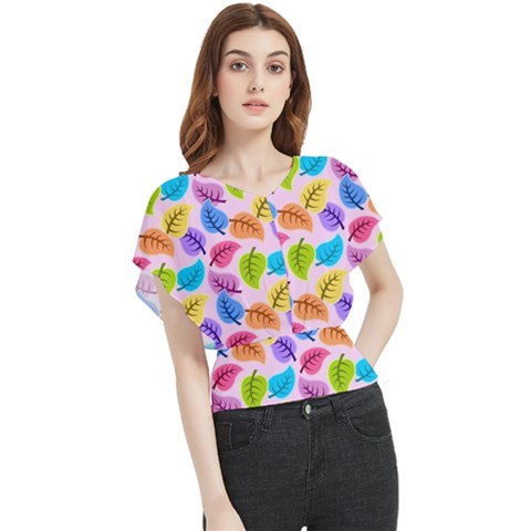 Pattern Illustration Background Abstract Leaves To Dye Butterfly Chiffon Blouse by Wegoenart