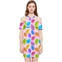 Pattern Illustration Background Abstract Leaves To Dye Shoulder Frill Bodycon Summer Dress View1