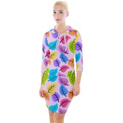 Pattern Illustration Background Abstract Leaves To Dye Quarter Sleeve Hood Bodycon Dress by Wegoenart