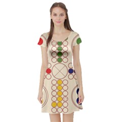 Ludo Game Short Sleeve Skater Dress by Wegoenart