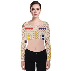 Ludo Game Velvet Long Sleeve Crop Top by Wegoenart