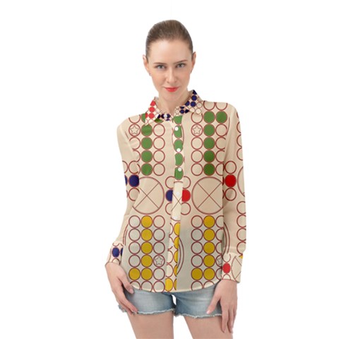 Ludo Game Long Sleeve Chiffon Shirt by Wegoenart