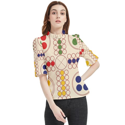 Ludo Game Frill Neck Blouse by Wegoenart