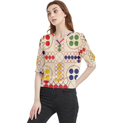 Ludo Game Quarter Sleeve Blouse by Wegoenart