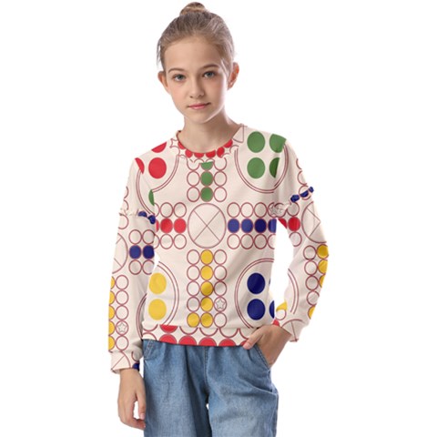 Ludo Game Kids  Long Sleeve Tee With Frill  by Wegoenart