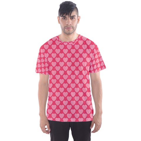 Valentine Lobe Hearts Background Seamless Tile Men s Sport Mesh Tee by Wegoenart