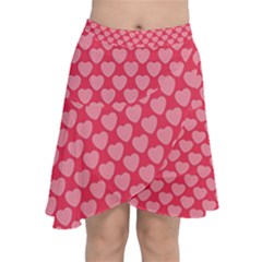 Valentine Lobe Hearts Background Seamless Tile Chiffon Wrap Front Skirt by Wegoenart