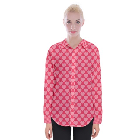 Valentine Lobe Hearts Background Seamless Tile Womens Long Sleeve Shirt by Wegoenart