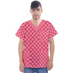 Valentine Lobe Hearts Background Seamless Tile Men s V-neck Scrub Top