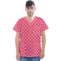 Valentine Lobe Hearts Background Seamless Tile Men s V-Neck Scrub Top View1