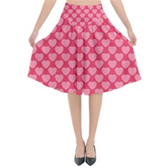 Valentine Lobe Hearts Background Seamless Tile Flared Midi Skirt by Wegoenart