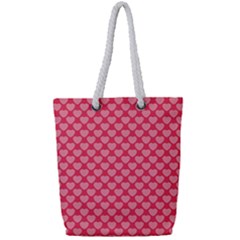 Valentine Lobe Hearts Background Seamless Tile Full Print Rope Handle Tote (small) by Wegoenart