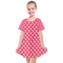 Valentine Lobe Hearts Background Seamless Tile Kids  Smock Dress by Wegoenart