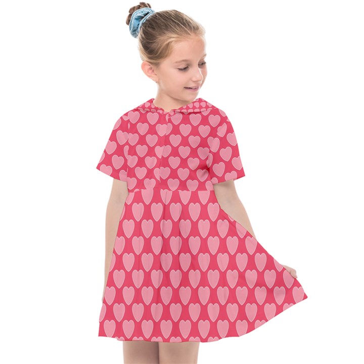 Valentine Lobe Hearts Background Seamless Tile Kids  Sailor Dress