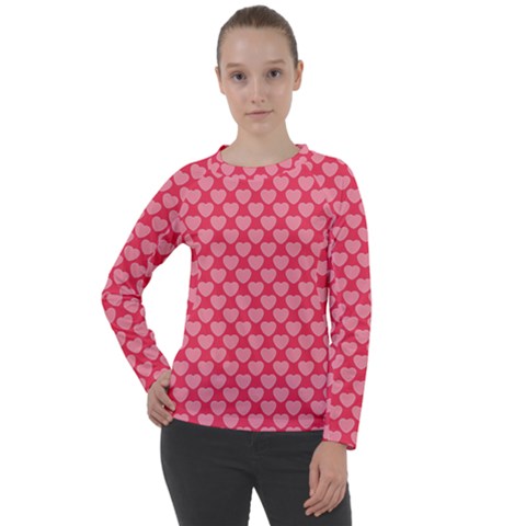 Valentine Lobe Hearts Background Seamless Tile Women s Long Sleeve Raglan Tee by Wegoenart