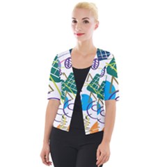 Abstract Pattern Cropped Button Cardigan by Wegoenart