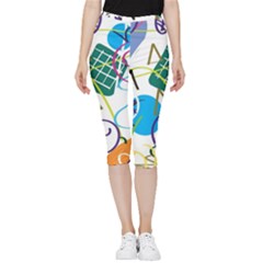 Abstract Pattern Inside Out Lightweight Velour Capri Leggings 