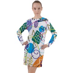 Abstract Pattern Long Sleeve Hoodie Dress by Wegoenart