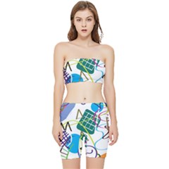 Abstract Pattern Stretch Shorts And Tube Top Set by Wegoenart