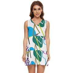 Abstract Pattern Tiered Sleeveless Mini Dress by Wegoenart